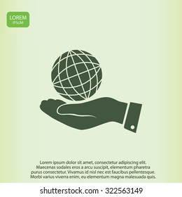 globe Earth with hand icon