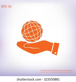 globe Earth with hand icon