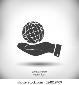 globe Earth with hand icon