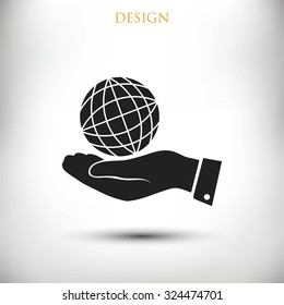 globe Earth with hand icon
