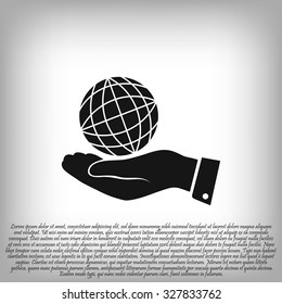 globe Earth with hand icon