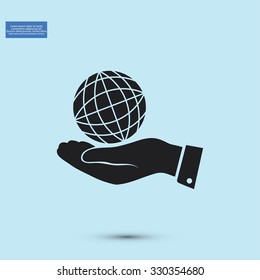globe Earth with hand icon