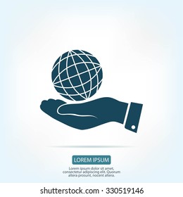 globe Earth with hand icon