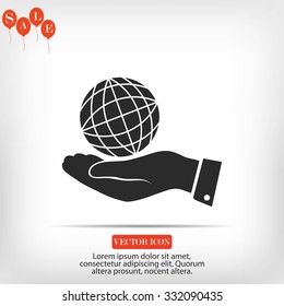 globe Earth with hand icon