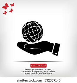 globe Earth with hand icon