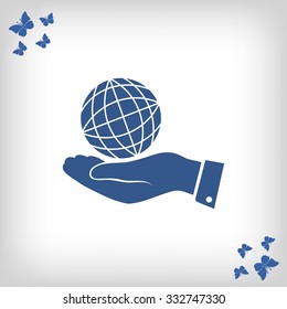 globe Earth with hand icon