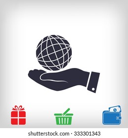 globe Earth with hand icon