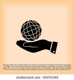 globe Earth with hand icon