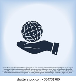 globe Earth with hand icon