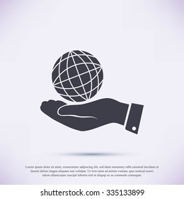 globe Earth with hand icon