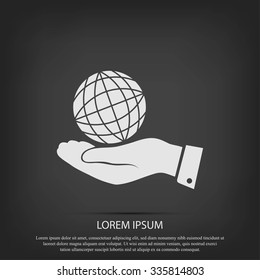 globe Earth with hand icon