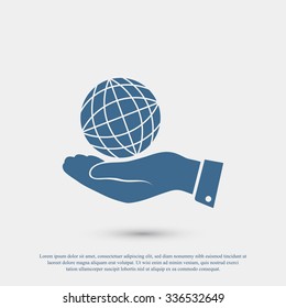 globe Earth with hand icon