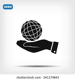 globe Earth with hand icon