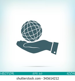 globe Earth with hand icon