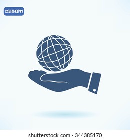 globe Earth with hand icon