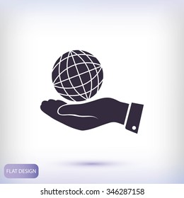 globe Earth with hand icon