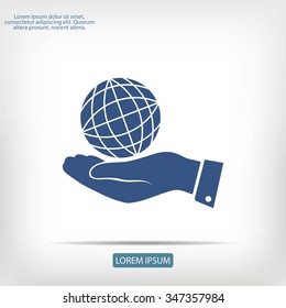globe Earth with hand icon