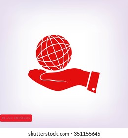 globe Earth with hand icon
