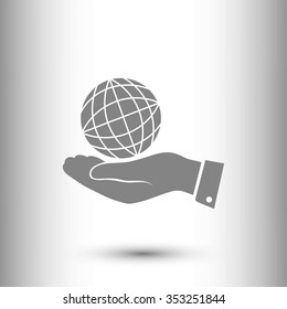 globe earth with hand icon