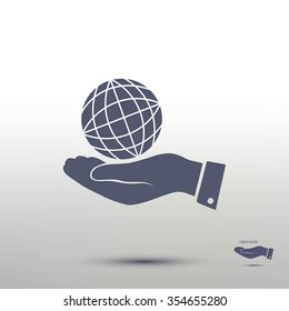 globe Earth with hand icon