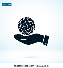 globe Earth with hand icon