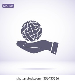 globe Earth with hand icon