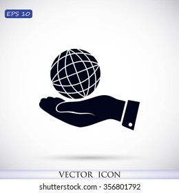 globe Earth with hand icon