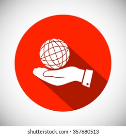 globe Earth with hand icon