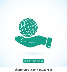 globe Earth with hand icon