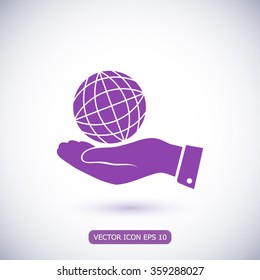 globe Earth with hand icon