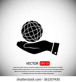 globe Earth with hand icon