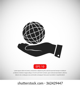 globe Earth with hand icon