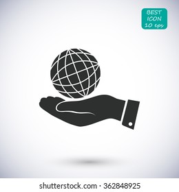 globe Earth with hand icon