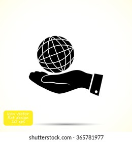 globe Earth with hand icon