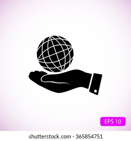 globe Earth with hand icon