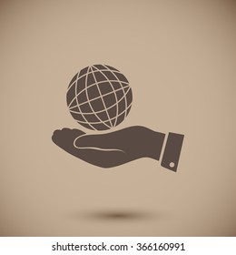 globe Earth with hand icon
