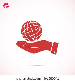 globe Earth with hand icon