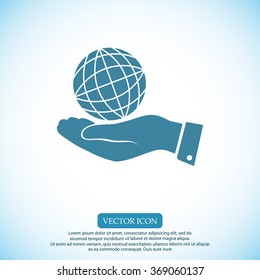 globe Earth with hand icon