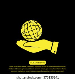 globe Earth with hand icon