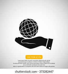 globe Earth with hand icon
