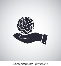 globe Earth with hand icon