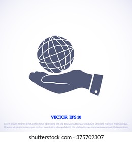 globe Earth with hand icon