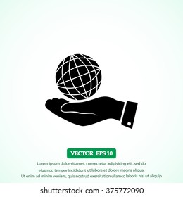 globe Earth with hand icon