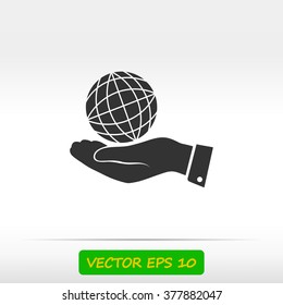 globe Earth with hand icon