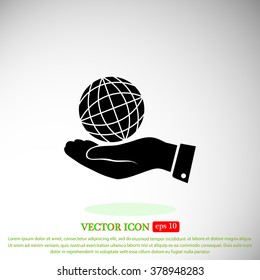 globe Earth with hand icon