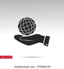 globe Earth with hand icon