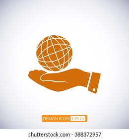 globe Earth with hand icon
