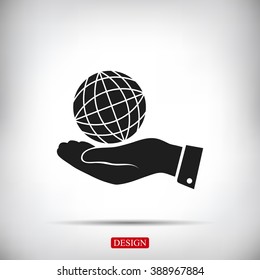 globe Earth with hand icon