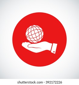 globe Earth with hand icon
