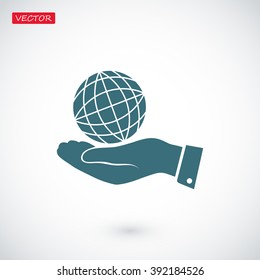 globe Earth with hand icon